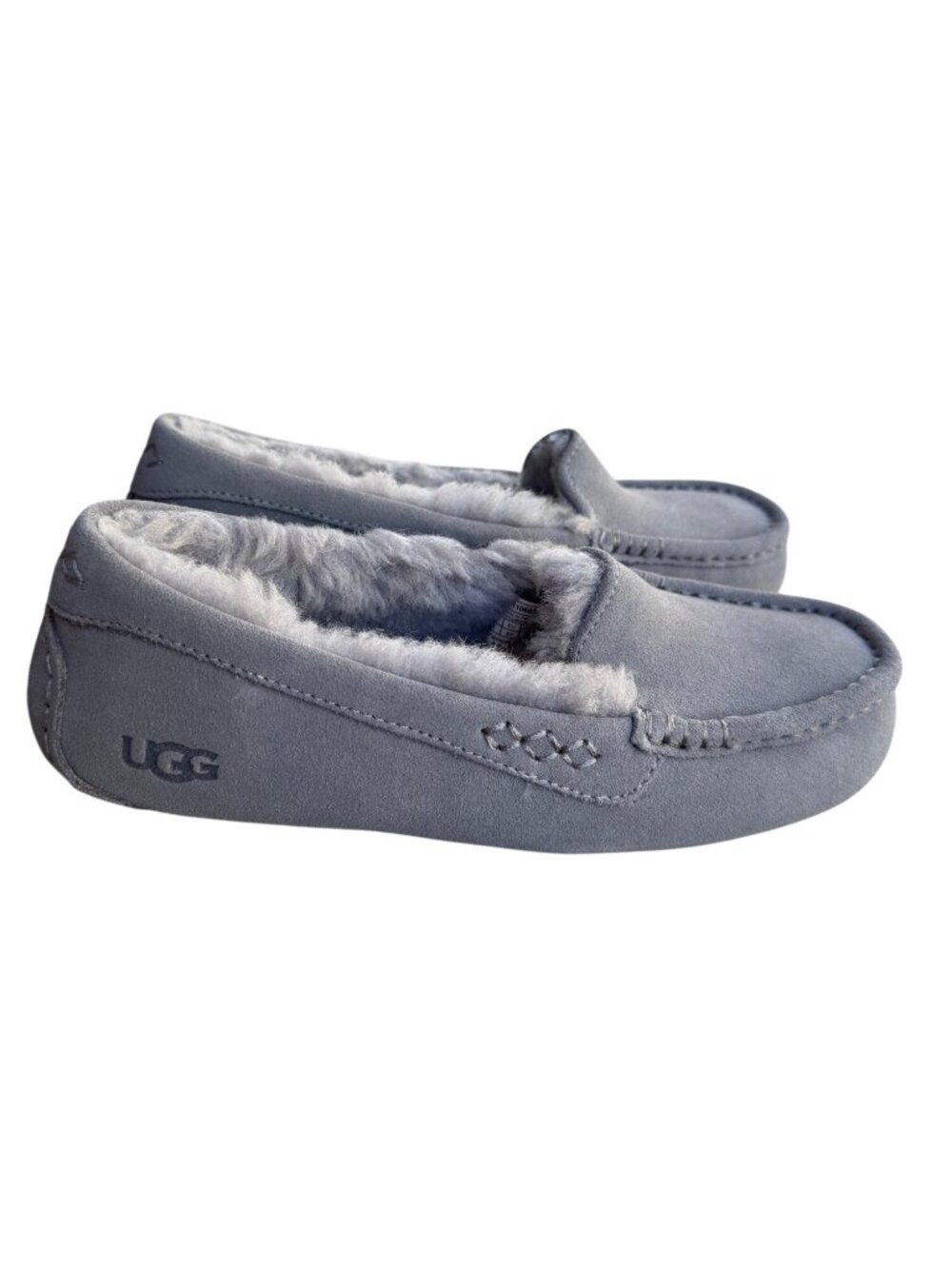 UGG Ansley Moccasin Slippers Slate Shearling Suede Womens 6 EU 37 UK 4
